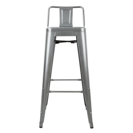 Bolero Bistro High Stools with Backrest Gun Metal (4 Pack)