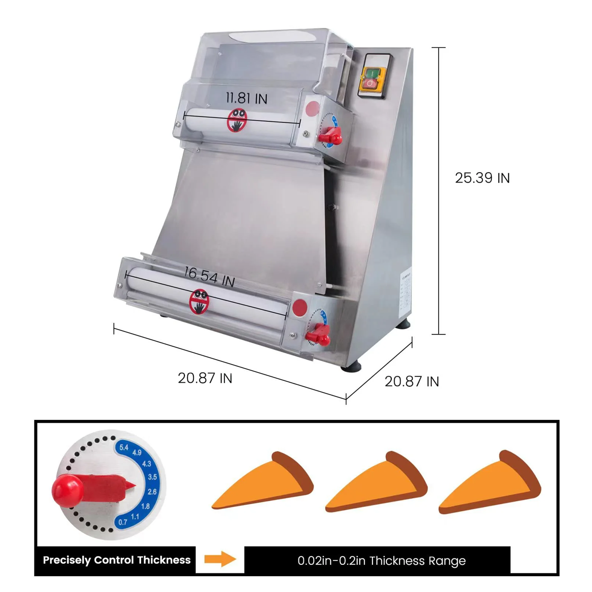 Commercial 16" Pizza Dough Roller Twin rollers