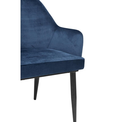 Bolero Lia Velvet Effect Chairs Dark Navy (2 Pack)