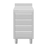 Vogue Stainless Steel 4 Drawer Workstation with 100mm Upstand
