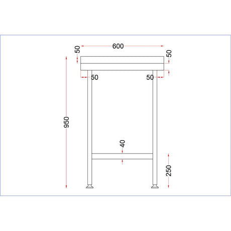 Vogue Stainless Steel Wall Table with Upstand 600x600mm