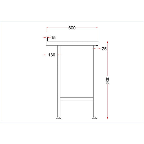 Vogue Stainless Steel Wall Table with Upstand 900x600mm