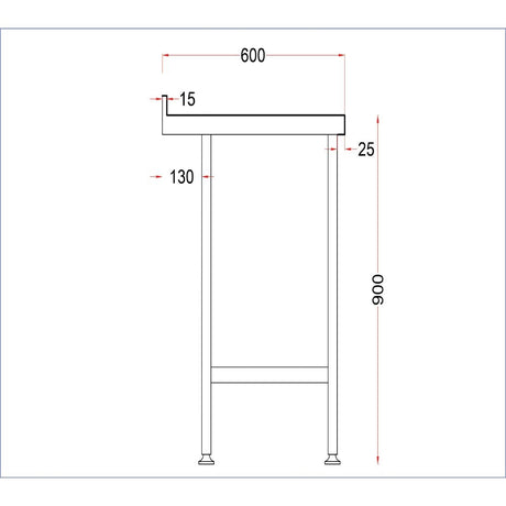 Vogue Stainless Steel Wall Table with Upstand 1200x600mm