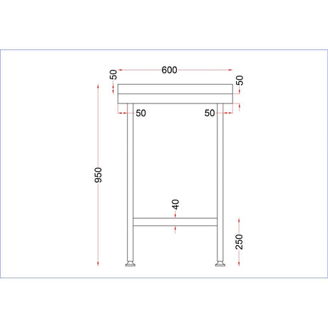 Vogue Stainless Steel Wall Table with Upstand 600x650mm