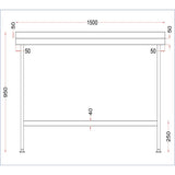 Vogue Stainless Steel Wall Table with Upstand 1500x650mm