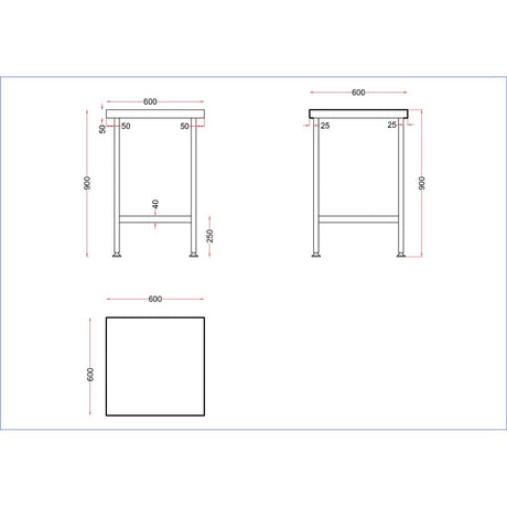 Vogue Stainless Steel Centre Table 600x600mm