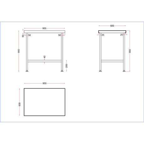 Vogue Stainless Steel Centre Table 900x600mm