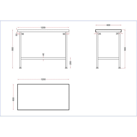 Vogue Stainless Steel Centre Table 1200x600mm