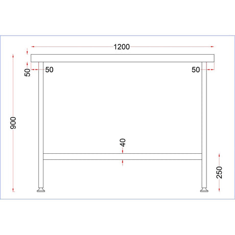 Vogue Stainless Steel Centre Table 1200x600mm