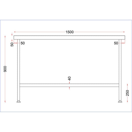 Vogue Stainless Steel Centre Table 1500x600mm