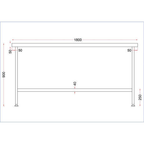 Vogue Stainless Steel Centre Table 1800x600mm