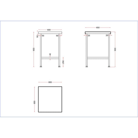 Vogue Stainless Steel Centre Table 600x650mm