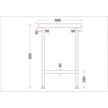 Vogue Stainless Steel Centre Table 600x650mm