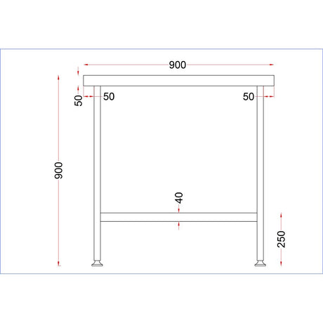 Vogue Stainless Steel Centre Table 900x650mm