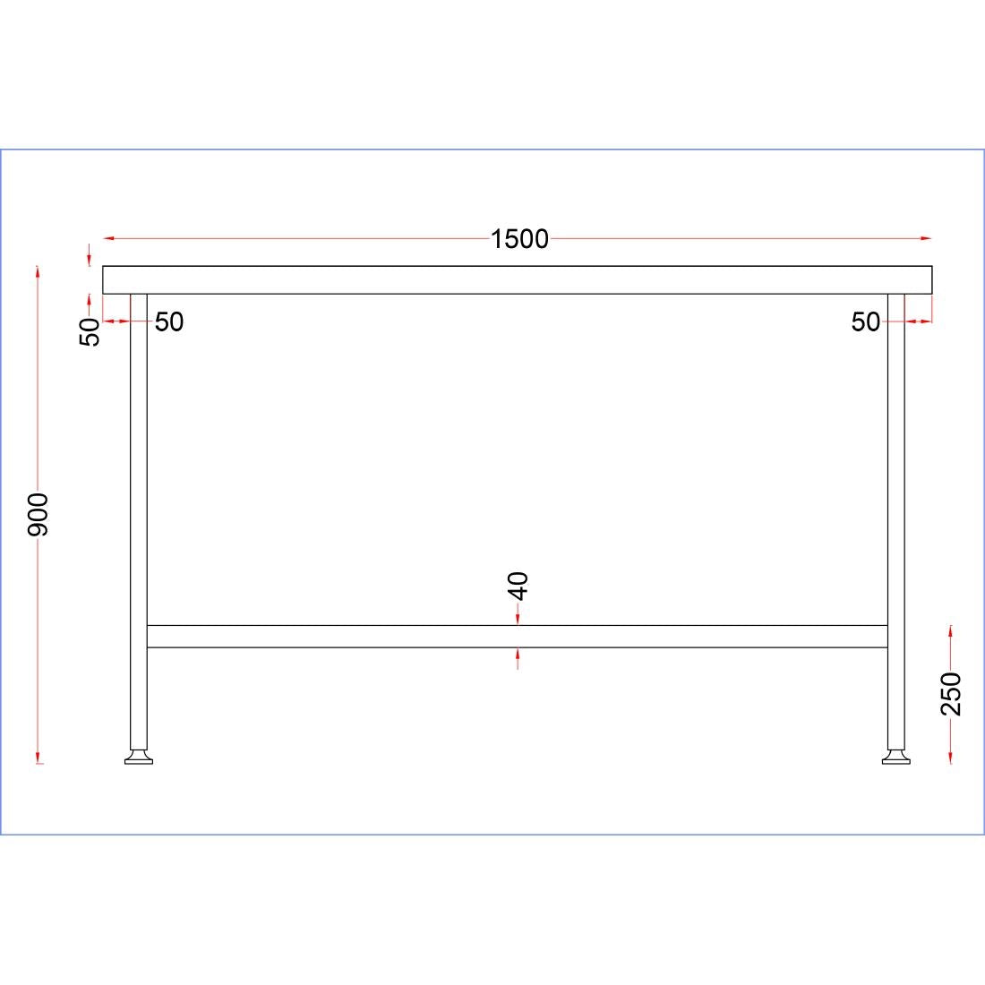 Vogue Stainless Steel Centre Table 1500x650mm
