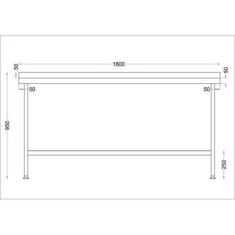 Vogue Stainless Steel Centre Table 1800x650mm