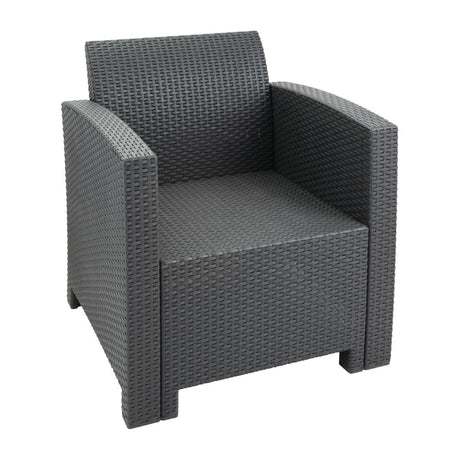Bolero PP Armchairs and Table Wicker Set Grey