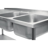 Vogue Fully Assembled Stainless Steel Sink Left Hand Drainer 1800mm