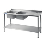 Vogue Fully Assembled Stainless Steel Sink Right Hand Drainer 1800mm