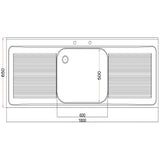 Vogue Stainless Steel Sink Double Drainer 1800mm