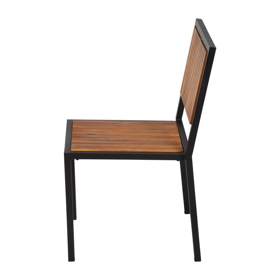 Bolero Steel & Acacia Side Chairs (4 Pack)