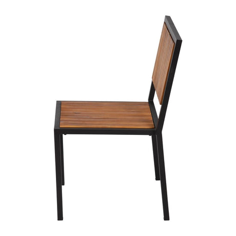 Bolero Steel & Acacia Side Chairs (4 Pack)