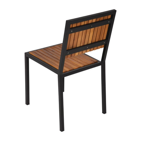 Bolero Steel & Acacia Side Chairs (4 Pack)