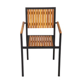 Bolero Steel & Acacia Armchairs (4 Pack)