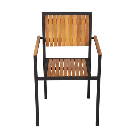 Bolero Steel & Acacia Armchairs (4 Pack)