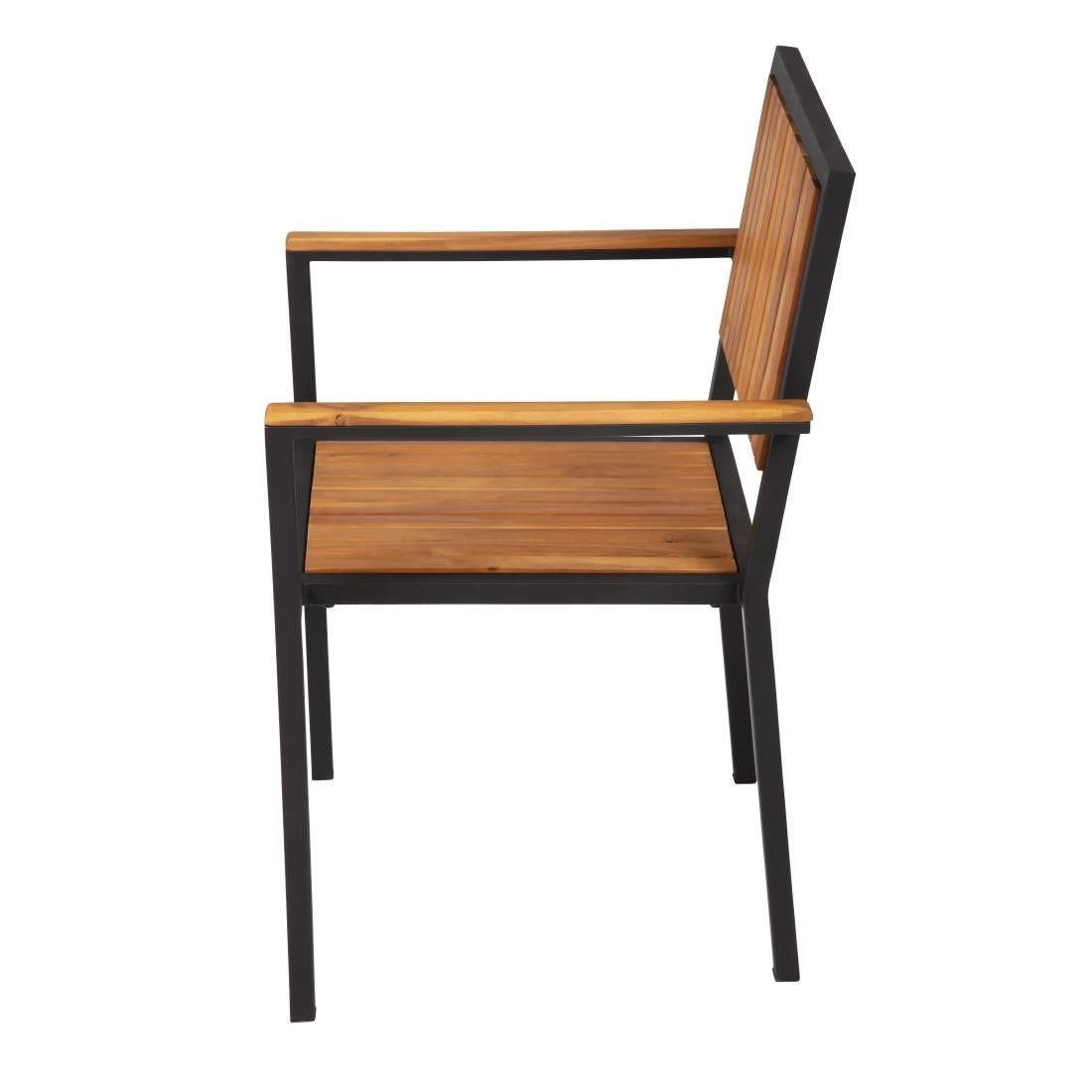 Bolero Steel & Acacia Armchairs (4 Pack)