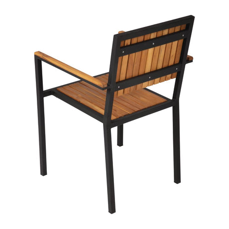 Bolero Steel & Acacia Armchairs (4 Pack)