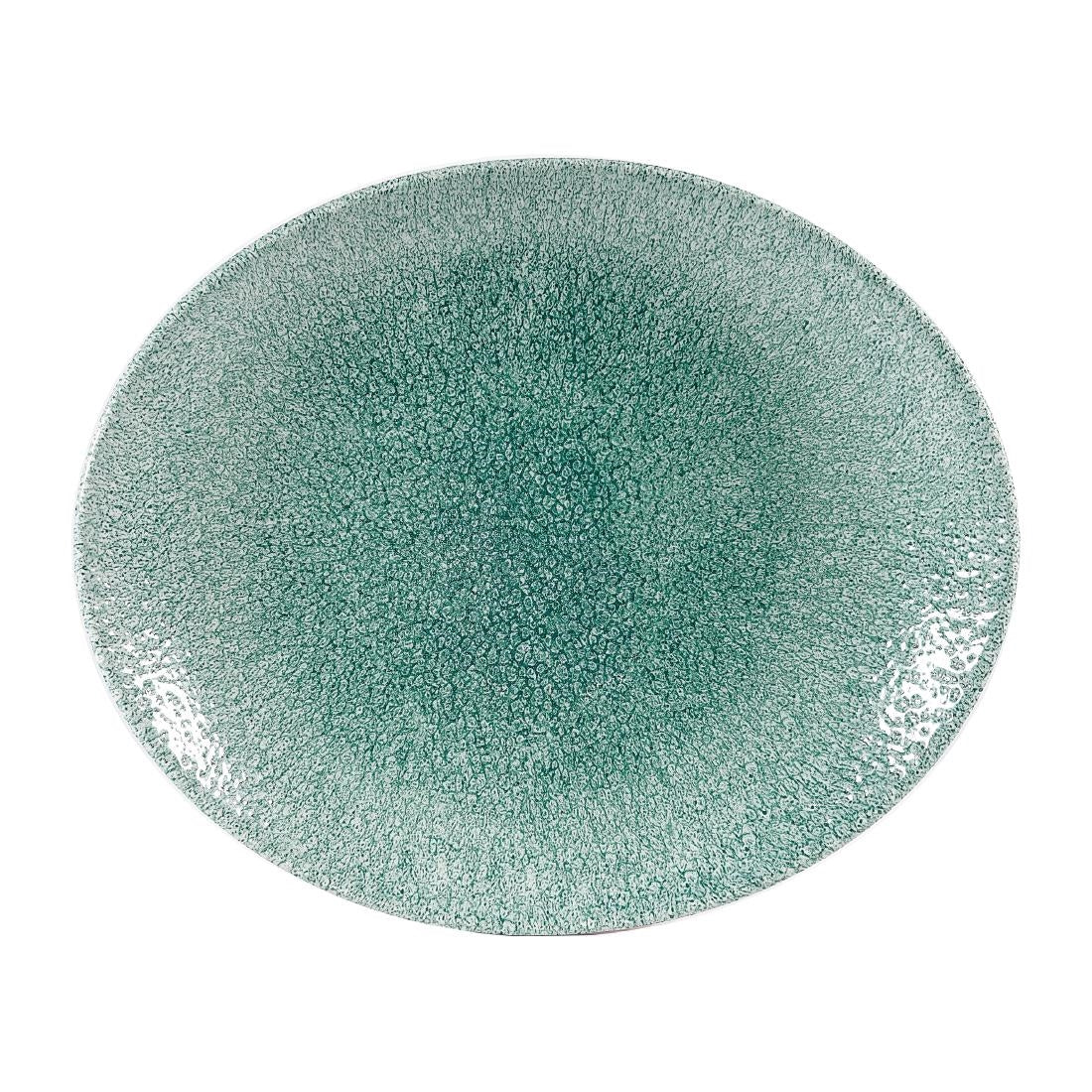 Churchill Studio Prints Raku Oval Coupe Plates Jade Green 317mm (12 Pack)