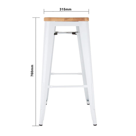 Bolero Bistro High Stools with Wooden Seat White (4 Pack)