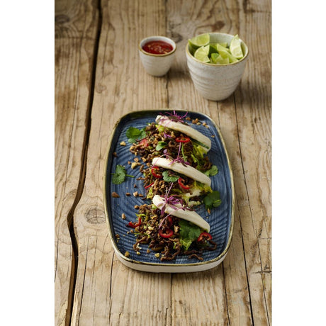 Churchill Stonecast Blueberry Chefs' Walled Oblong Plates 350mm (6 Pack)