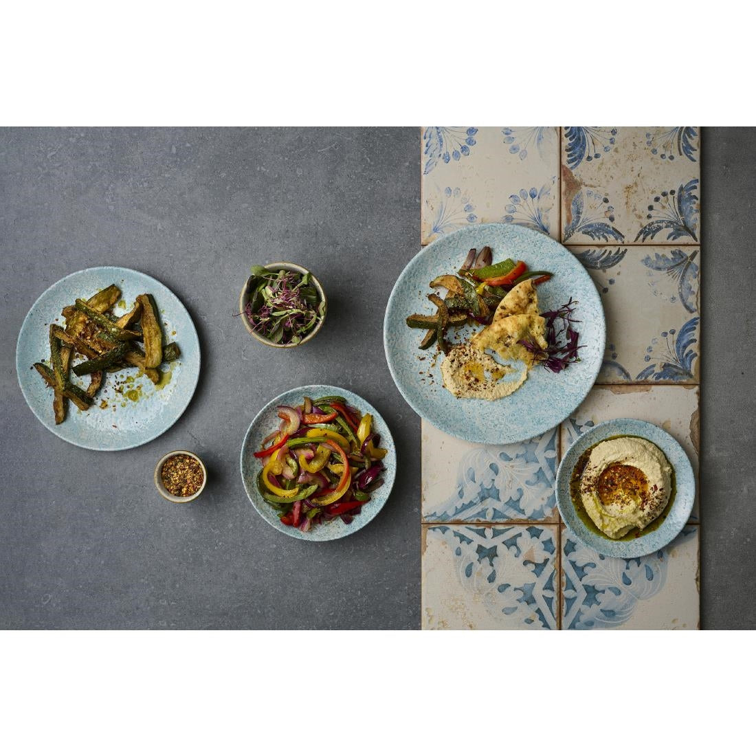 Churchill Vintage Prints Med Tiles Aquamarine Coupe Plates 288mm (12 Pack)