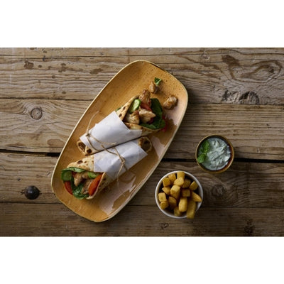 Churchill Stonecast Tangerine Chefs' Oblong Plates No. 4- 355 x 189mm (6 Pack)