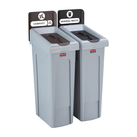 Rubbermaid Slim Jim Two Stream Recycling Station 2x 87Ltr