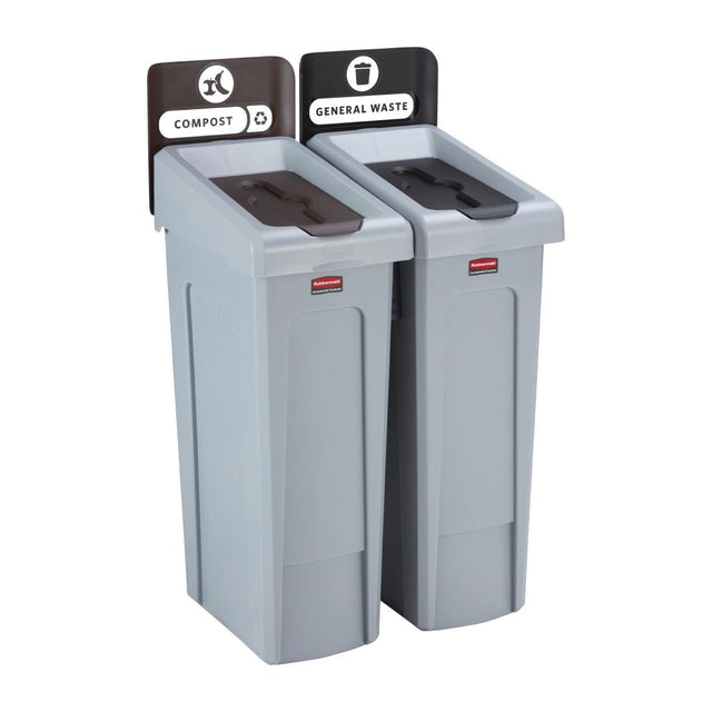 Rubbermaid Slim Jim Two Stream Recycling Station 2x 87Ltr