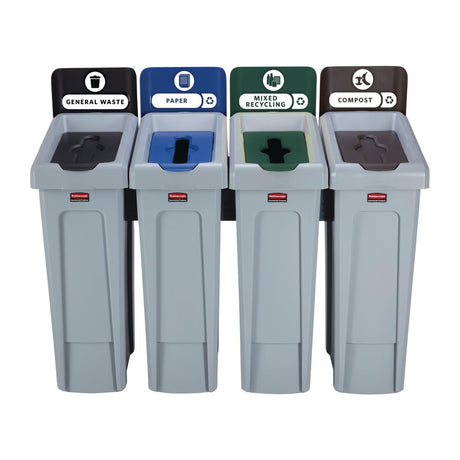 Rubbermaid Slim Jim Four Stream Recycling Station 4x 87Ltr