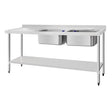 Vogue Double Bowl Sink L/H Drainer Stainless Steel - 1800x600mm 70 3/4x23 5/8"