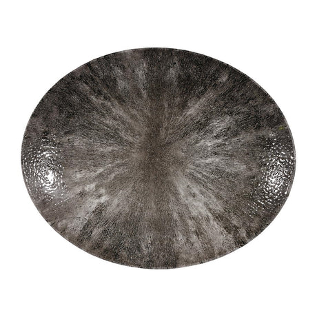 Churchill Stone Quartz Black Orbit Oval Coupe Plates 317mm (12 Pack)
