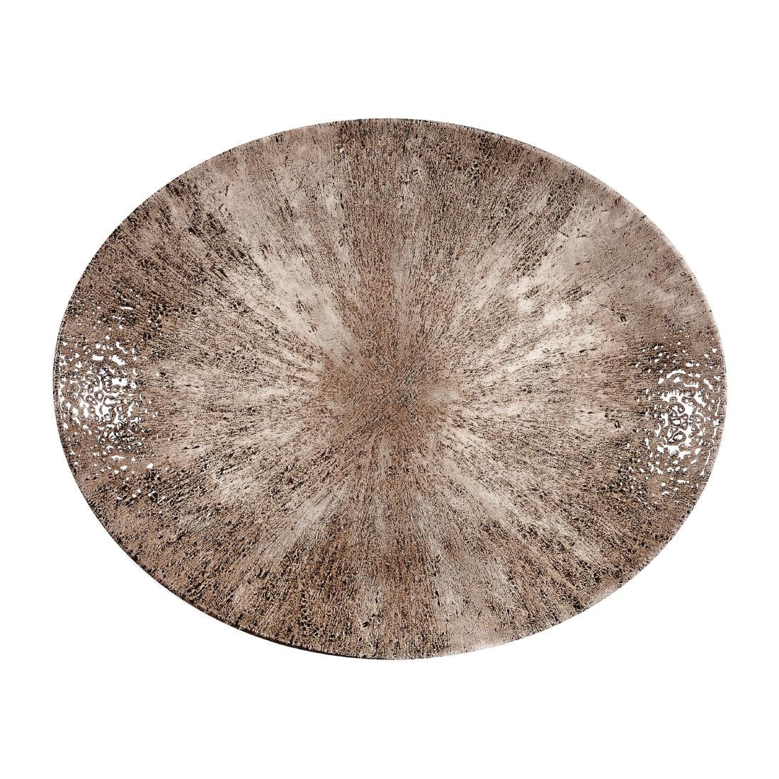 Churchill Stone Zircon Brown Orbit Oval Coupe Plates 317mm (12 Pack)
