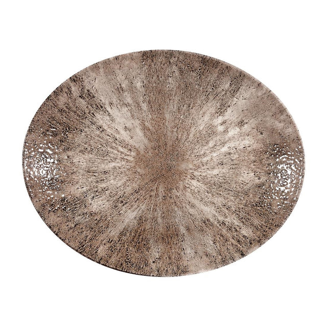 Churchill Stone Zircon Brown Orbit Oval Coupe Plates 317mm (12 Pack)