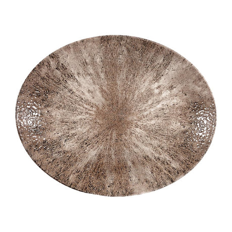Churchill Stone Zircon Brown Orbit Oval Coupe Plates 270mm (12 Pack)