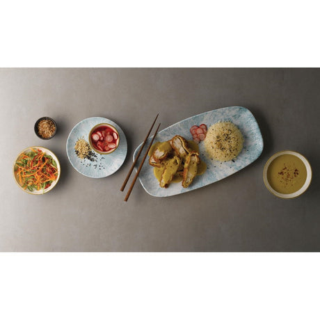 Churchill Stone Oblong Chef Plates Aquamarine 153 x 298mm (12 Pack)