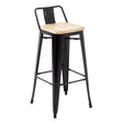Bolero Bistro Backrest High Stools with Wooden Seat Black (4 Pack)