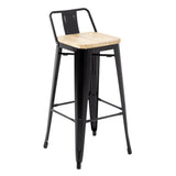 Bolero Bistro Backrest High Stools with Wooden Seat Black (4 Pack)