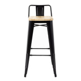 Bolero Bistro Backrest High Stools with Wooden Seat Black (4 Pack)