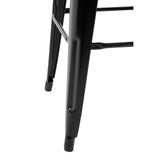 Bolero Bistro Backrest High Stools with Wooden Seat Black (4 Pack)