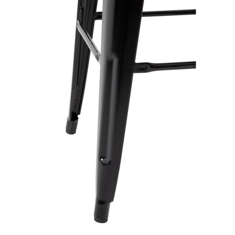 Bolero Bistro Backrest High Stools with Wooden Seat Black (4 Pack)